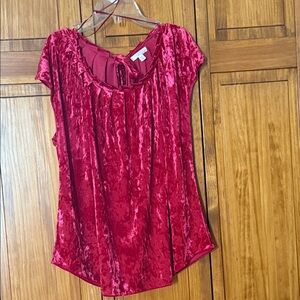 LC Lauren Conrad Rich Festive  🎄Red Velvet Blouse size xxl NWOT